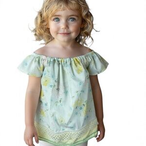 Child's‎ Dress VTG Pillowcase Handmade features Floral Ruffled Lace Trim | 3T